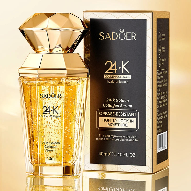 24K golden collagen face serum bottle