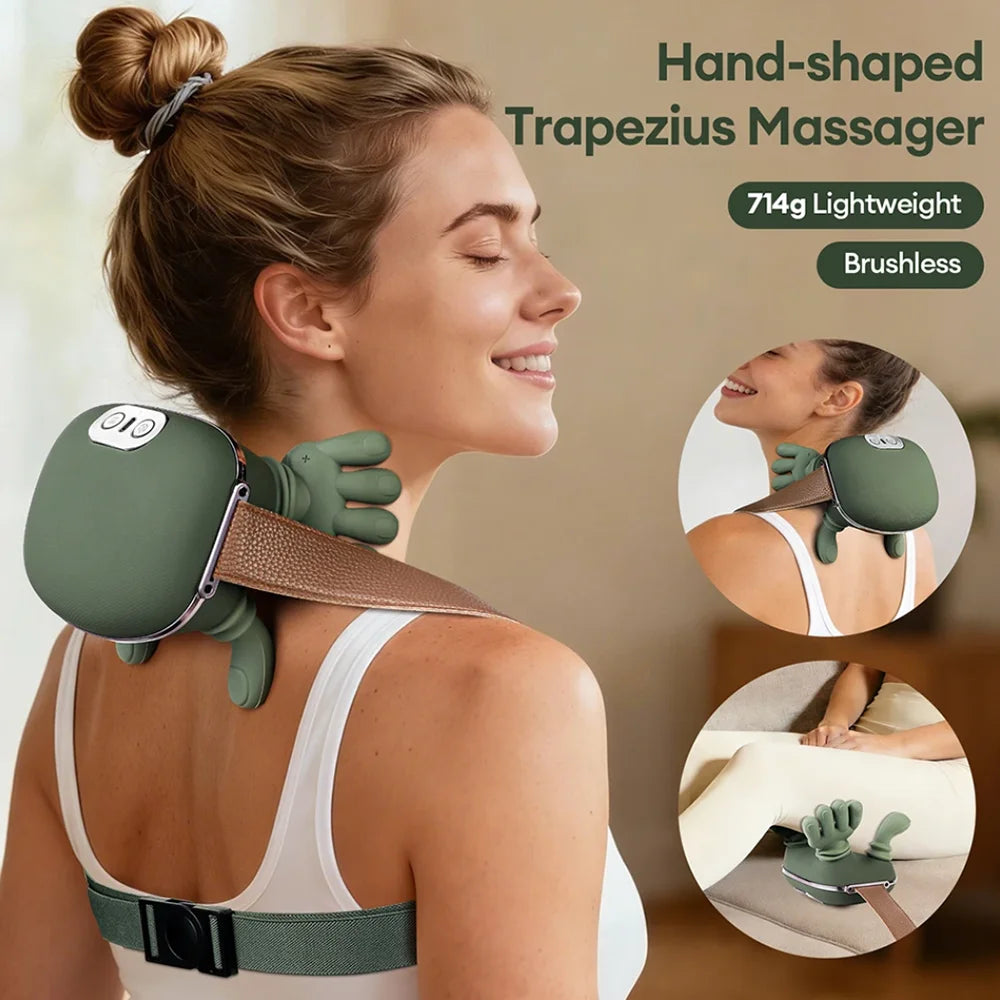 Hot Bionic Finger Neck Shoulder Massager Wireless Neck Cervical Trapezius Kneading Massage Shawl Brushless Motor Neck Masajeador